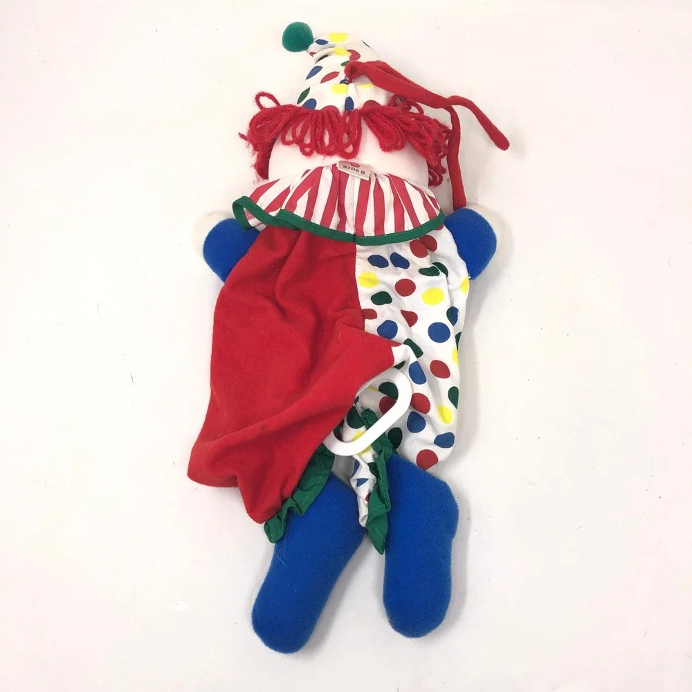 Vintage Kids II Plush Clown Musical Crib Pull Primary Colors Doll Polka Dot 1996